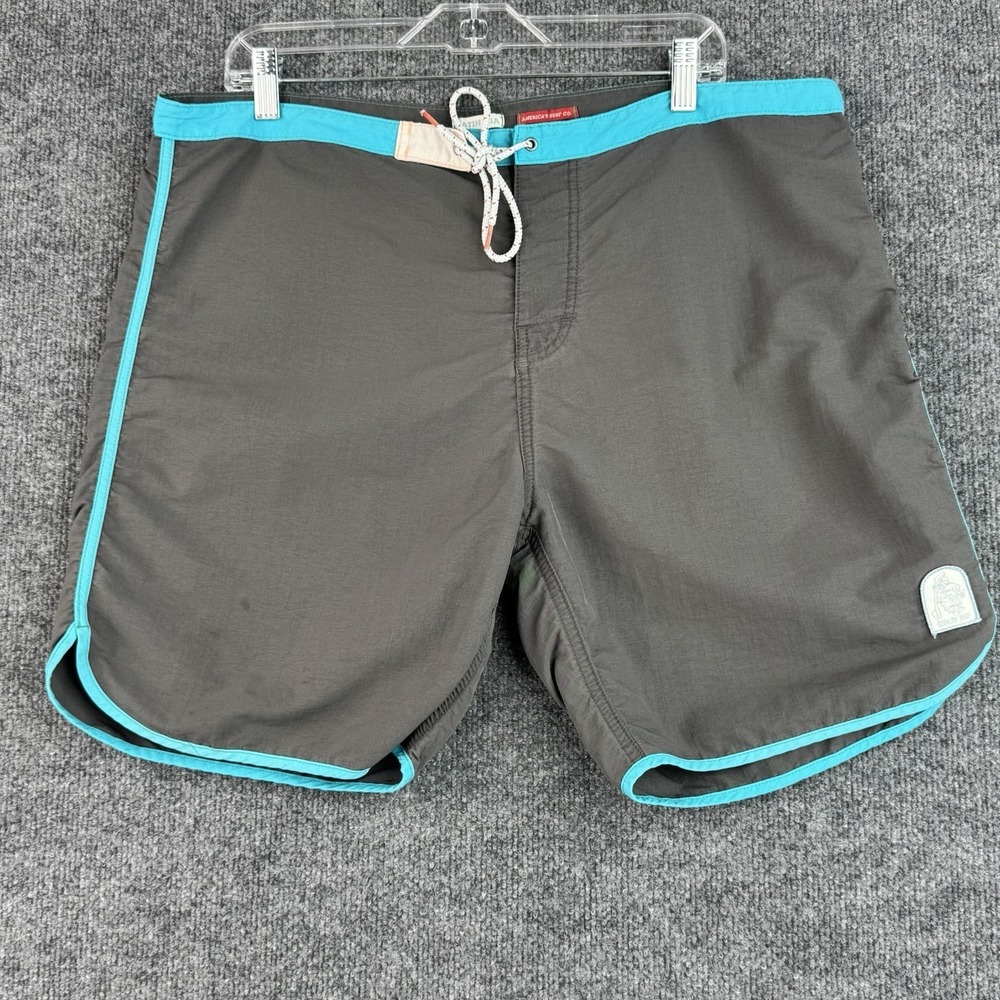 Katin USA Board Shorts Mens Size 38 Gray Blue Swim Trunks Surf Retro Colorblock